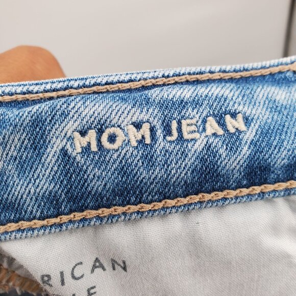 American Eagle Mom Jeans Denim Pant Women Size 12 Regular NWT Distressed Hi Rise - Picture 11 of 16
